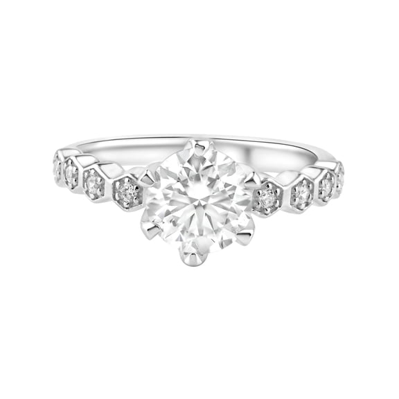 Rhodium Plated 925 Sterling Silver 1 Carat Moissanite Clear CZ Ring White Jewelry Female Size 9