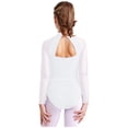 thumbnail image 2 of TTAO Kids Girls Sparkly Figure Ice Skating Leotards Long Sleeve Solid Color Gymnastics Unitard Bodysuit White 16, 2 of 5