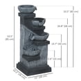 thumbnail image 3 of Outsunny 4-Tier 33.5" Outdoor Waterfall Fountain with LED Lights, Pump Grey, 3 of 10