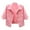 Pink, variant on Women's 3/4 Sleeve Cropped Distressed Denim Jacket Basic Button Down Jean Coats Yellow 4XL