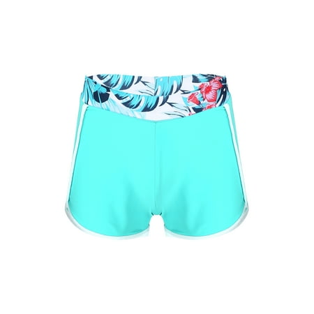 Sholeno Girls Active Swim Shorts Quick Dry Beach Swimming Bottom Boyshort UPF50+ Rash Guard Swimwear Leaf 12