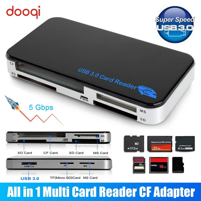SD Card Reader USB 3.0 7-in-1 Portable Memory Card Reader Compatible with  SD, Micro SD, TF, Compact Flash,CF, XD, MS Card, 5Gbps High-Speed USB Card