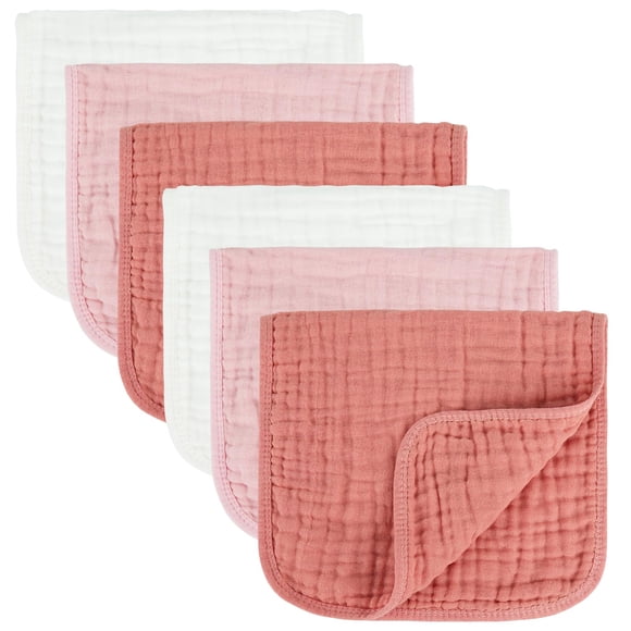 Paños de regurgitación para bebé MIGIOL 100% algodón muselina para recién nacido, 10 x 20 pulgadas (blanco y rosa, 6 piezas)