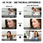 Atzeste Webcam 4K HD USB Autofocus PC Webcam with Dual Mics for PC Laptop Computer Gaming Streaming Webcam