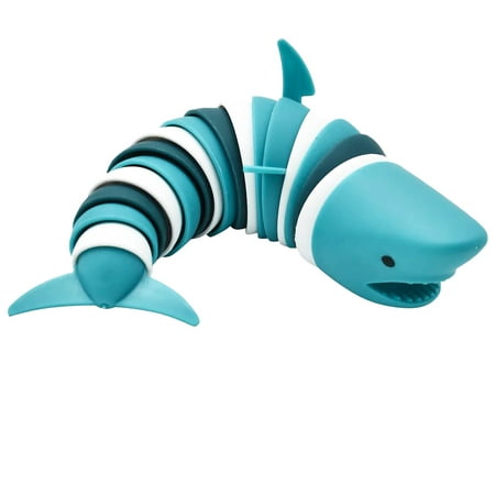 Gwen Studios Fidget Shaker Slug Toy for Kids, 7.6" x 3.3" Blue Shark