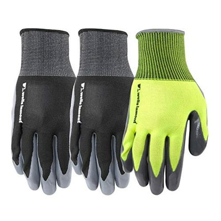 

3 Pair Pack Nitrile Coated Grip Work Gloves Medium (Wells Lamont 546F) Black