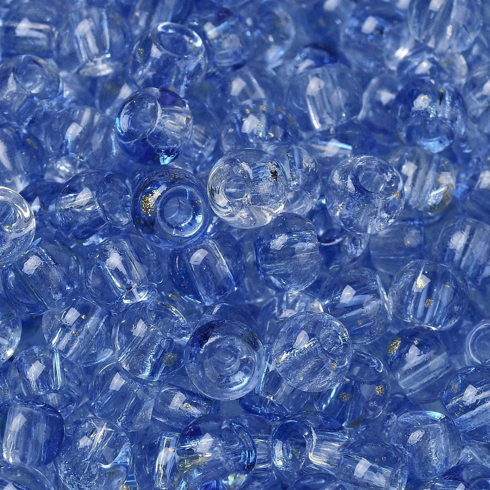 Transparent Colours Glass Round Beads with Glitter Powder Round Hole Blue 4x3mm Hole: 1.4mm about 4500pcs/pound