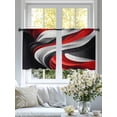 thumbnail image 4 of Abstract Water Ripple Sheer Curtains 45 Inches Long 2 Panels Red White Black Stitching Light Filtering Semi Sheer Window Curtains Drapes for Bedroom Living Room 52"x45", 4 of 7