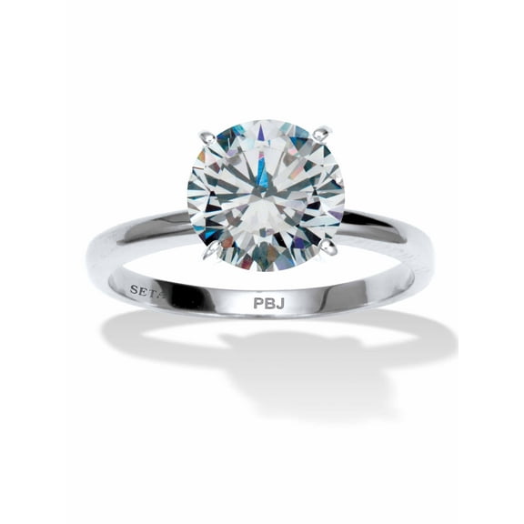 PalmBeach Jewelry 3 TCW Round Cubic Zirconia Silvertone Solitaire Engagement Ring, Sizes 5-10
