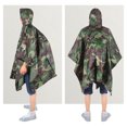 thumbnail image 4 of Poncho de lluvia 3 en 1, impermeable, de camuflaje, antidesgarro, chaqueta de lluvia con mangas de murciélago y capuchas, 4 of 8