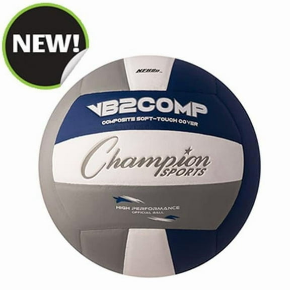 Champion Sports  8.25 in. VB Pro Comp Series Volleyball - Gray, Blue & White