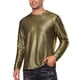 thumbnail image 4 of Camiseta metálica INSPIRE CHIC de manga larga para hombres, camiseta brillante con rayas impresas 2XL dorada, 4 of 5
