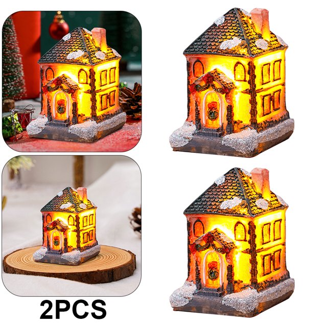 Adornos en Miniatura para Casa Navidad Recuerdos Fiesta Con Pilas 2 Uds. (A)