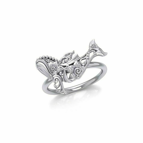 Humpback Whale Filigree Ring 925 Sterling Silver Fine Sea Animal Totem Jewelry