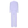 thumbnail image 7 of YUGYXL Womens Sweatsuits Sets Long Sleeve Crewneck Top Wide Leg Pants Two Piece Outfits Purple XL, 7 of 7