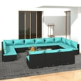 thumbnail image 1 of vidaXL 13 Piece Garden Lounge Set with Cushions Black Poly Rattan, 1 of 4