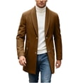 thumbnail image 5 of Yertdoel Pea Coats for Men Solid Lapel Wool Blend Trench Coat Button Front Mid Length Fashion Warm Outerwear with Pockets, M-3XL, 5 of 9