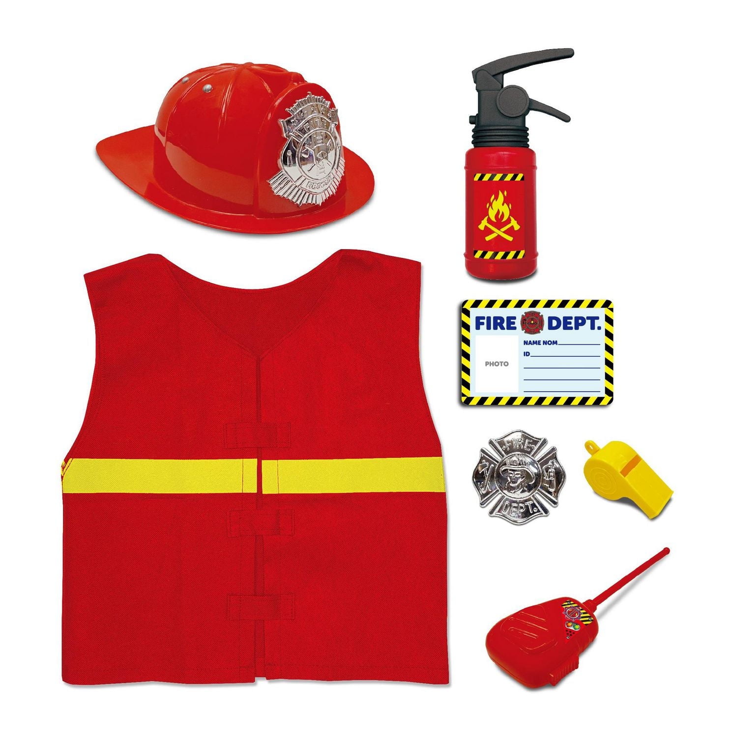 Kid Connection Firefighter Role Play Set. 7 Pieces, lifelike vest included, Firefighter Role Play Set
