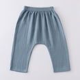 thumbnail image 2 of mgoYE Toddler Kids Baby Boy Girl Cotton Linen Elastic Basic Harem Long Pants Bloomers Casual Joggers 1-7T(Light Blue,5-6 Years), 2 of 7