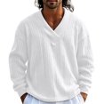 thumbnail image 6 of Sweaters for Men Zaewscy Men's V‑Neck Cable Knit Sweater Long Sleeve Loose Casual Pullover Jumper White M, 6 of 9