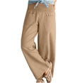 thumbnail image 1 of Women Wide Leg Pants Elastic Waisted Casual Linen Pants with Pockets Loose, 1 of 7