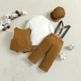 thumbnail image 6 of Godderr Four-Piece Infant Boy Formal Gentleman Clothes Outfit Baby Toddler Button down Bow-Tie Shirt Suit Vest Pants Hat Set with Detachable Suspenders, 6 of 9