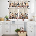 thumbnail image 3 of Blue and Kitchen Curtains Valances and Tiers Set of 3 Yellow Poppy Watercolor Floral Plants Retro Linen Tier Curtains and Valance with Rod Pocket for Small Windows, 27.5"x36", 3 of 9