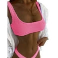 thumbnail image 3 of ORQ Women Wrinkled Fabric Bikini Macaron Color Split 2-Piece Set Swimsuit, 3 of 4