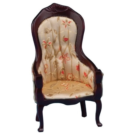 Classics Chaise Victorienne pour Maison de Poupée Acajou avec Tissu Floral