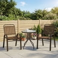 thumbnail image 2 of Outsunny Ensemble Bistro de Patio 3 Pcs, Chaises Empilables avec Table en Verre, Brun, 2 of 10
