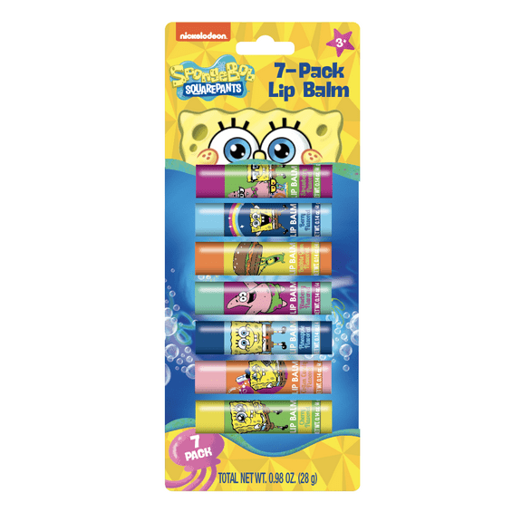 Nickelodeon SpongeBob Lip balm, 7 Pack, Multiple Flavors