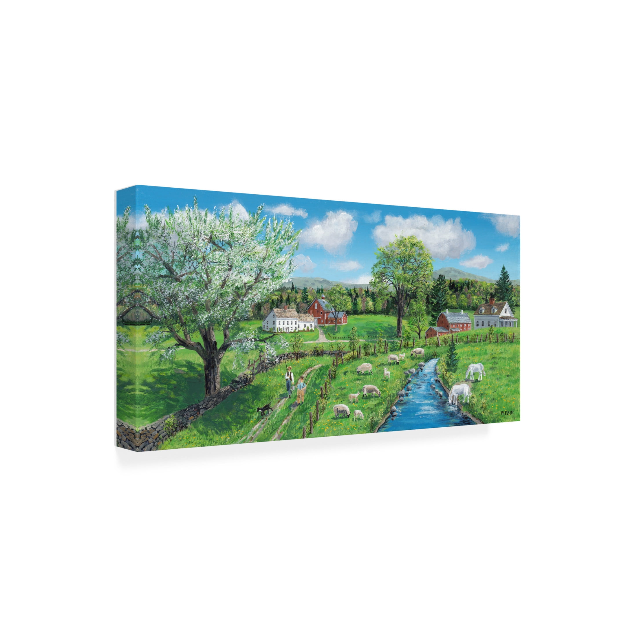 Canvas Wall Art - Bob Fair 'Fields and Stream' Wall Art for Living Room, Bedroom, or Office Décor by Trademark Fine Art - 47 x 24 Inches