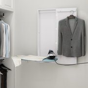 Facilehome Mounted Foldable Swivel Ironing Board Cabinet with Mirror,Heat-Resistant & Water-Repellent Cover,White