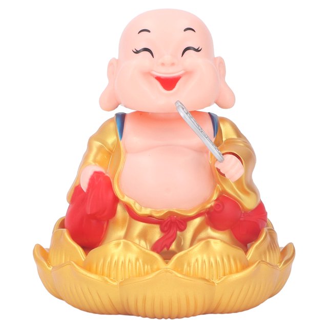 Solar Laughing Buddha Toy, Laughing Automatic Solar Buddha Statue Toy for Window Red,Golden