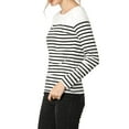 thumbnail image 4 of MODA NOVA Junior's Color Block Long Sleeve Striped T-Shirt Black-White M, 4 of 5