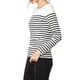thumbnail image 4 of BLUSA CHIC PARA MUJER INSPIRE, TIRA A RAYAS, BLOQUE DE COLOR, MANGA LARGA, CAMISETA CASUAL, M NEGRO-BLANCO, 4 of 8