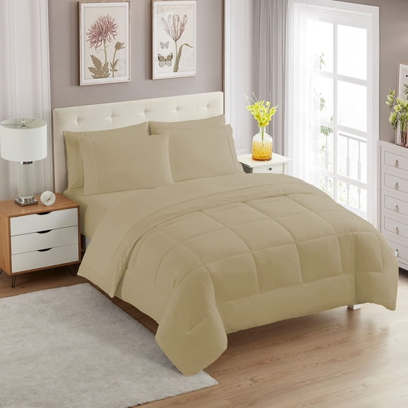 Set de edredón Sweet Home Collection Taupe Twin, 7 piezas