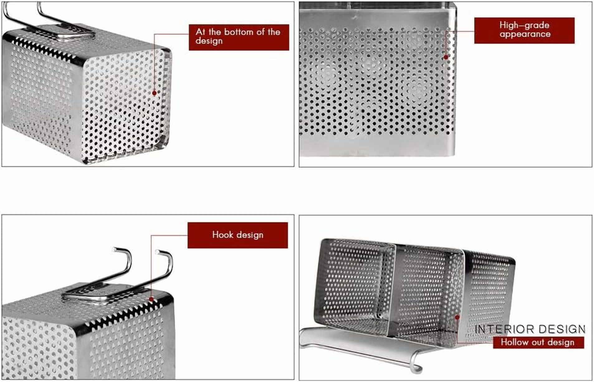 Stainless steel utensil storage rack, hanging kitchen utensil container mesh drying rack, suitable for forks and chopsticks, size 7.3x7.3x11.5 cm (single grid)