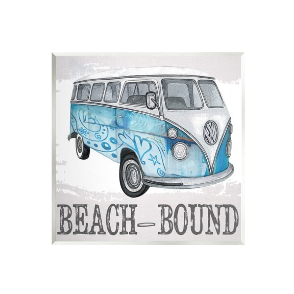 Stupell Beach Bound Summer Vacation Van Landscape Painting Wall Plaque Unframed Art Print Wall Art