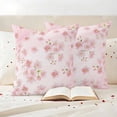 thumbnail image 3 of Spring Pink Flower Pillow Covers 2 Pack Cherry Blossom Floral Plant Gradient Pillowcase Waterproof Outdoor Throw Pillow Cover for Patio Garden Square Cushion 24”x24”, 3 of 9