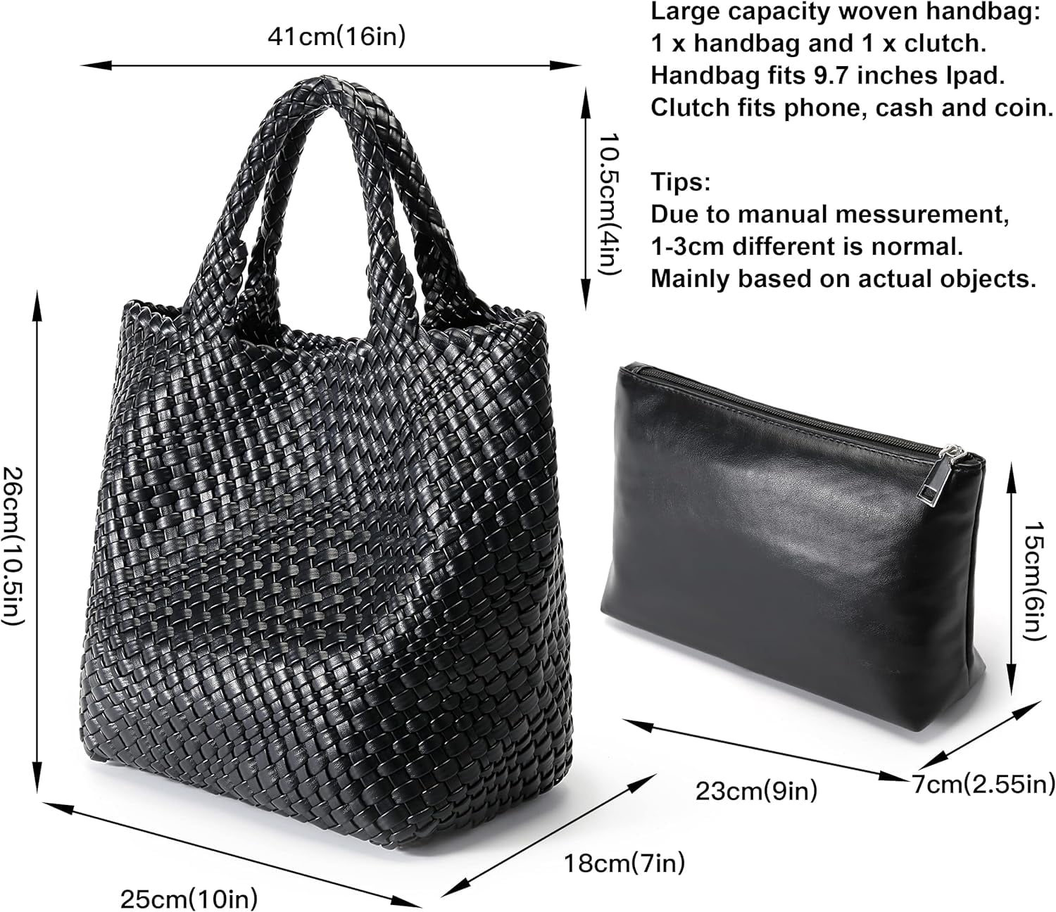Woven Bag for Women, Vegan Leather Tote Bag Large Summer Beach Travel Handbag and Purse Retro Handmade Shoulder Bag