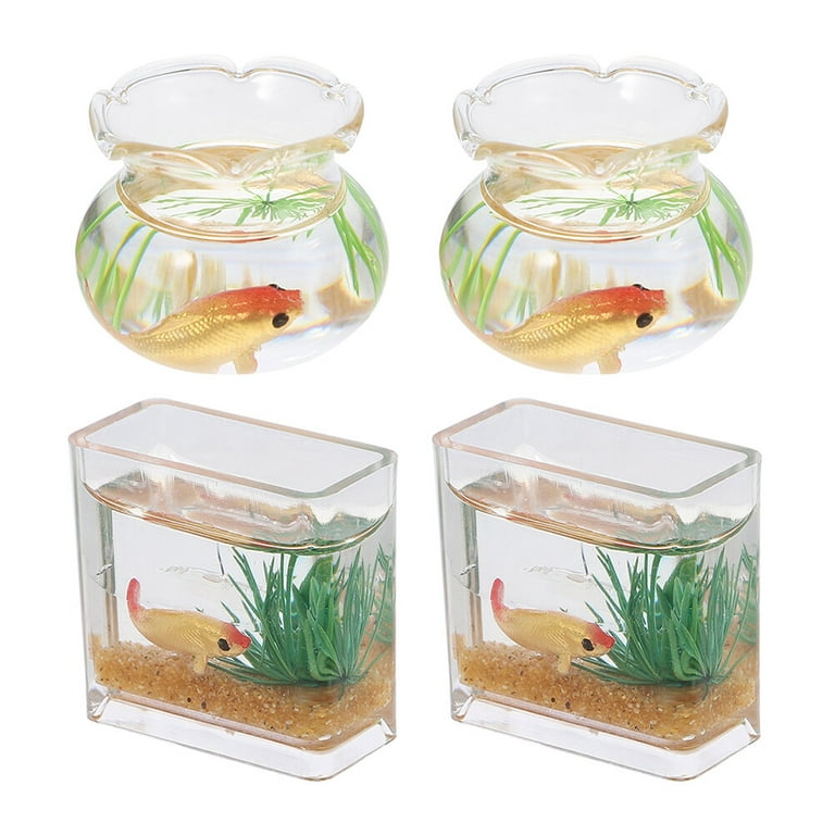 4pcs Tiny Fish Bowl Toys Glass Fish Bowl Goldfish Bowl for 1:12 Micro  Landscape Micro House Decor 