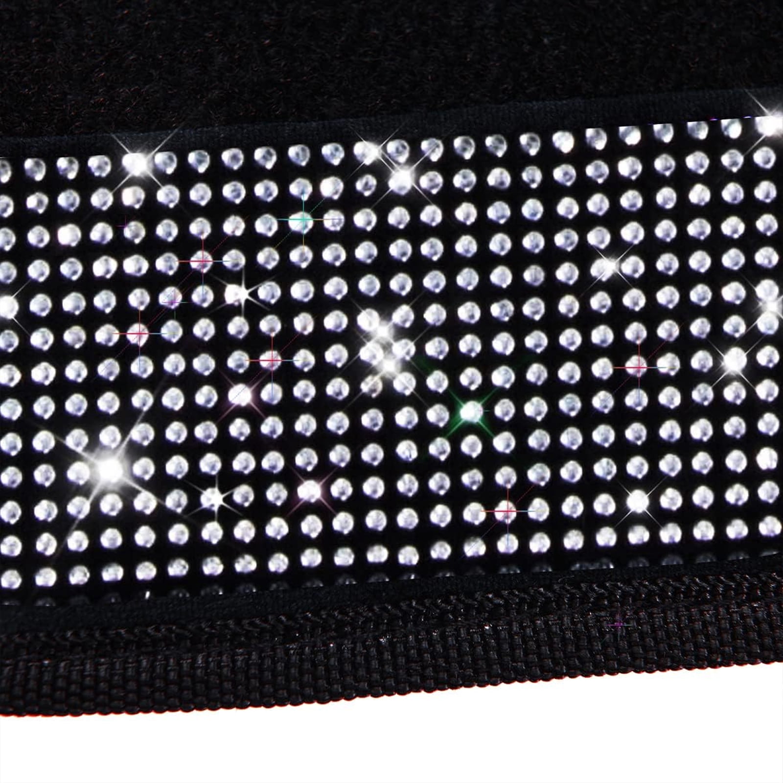 Car-Grand Bling Rhinestone Diamond car floor mats shining carpet sparkly glitter crytal with anti-slip heel waterproof universal fit cute girl women 4pcs Black silver