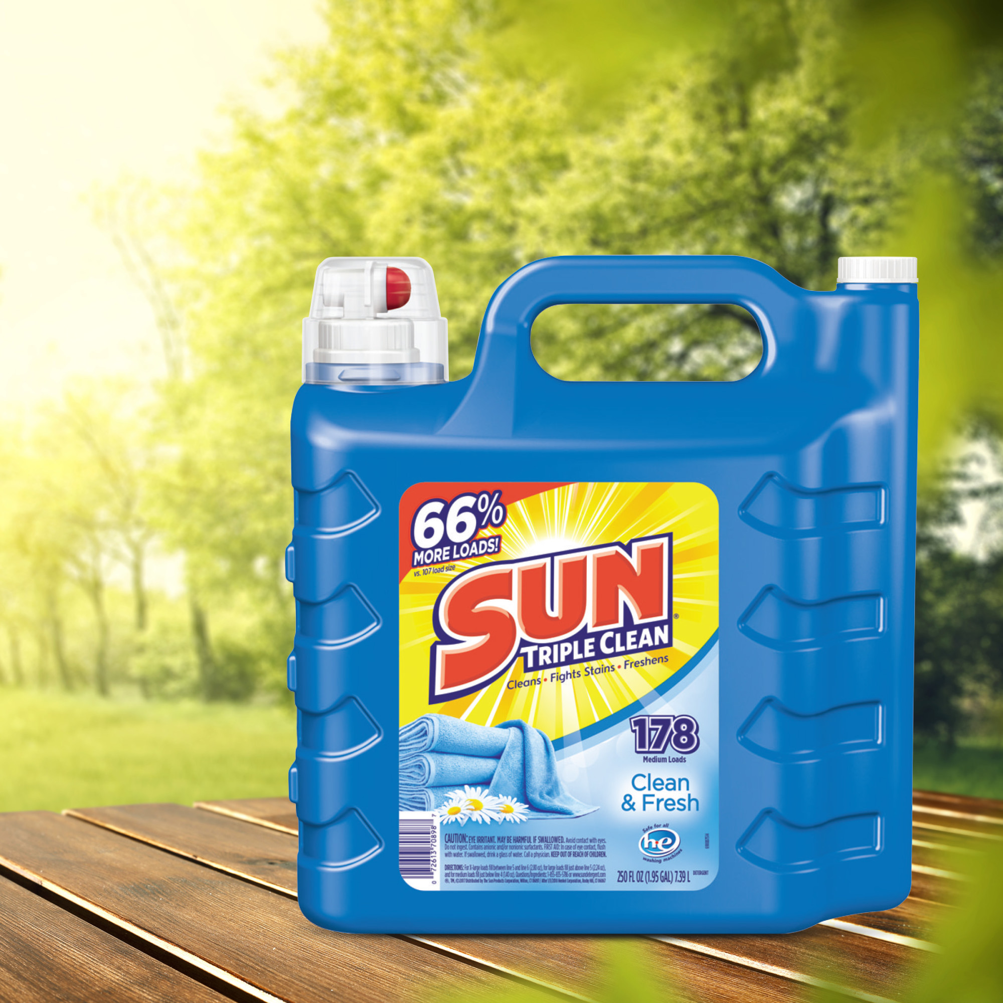 Sun Liquid Laundry Detergent, Clean & Fresh, 250 Ounce, 178 Loads - image 4 of 6