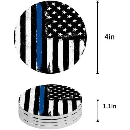 

KXMDXA American Flag Set of 4 Round Coaster for Drinks Absorbent Ceramic Stone Coasters Cup Mat with Cork Base for Home Kitchen Room Coffee Table Bar Decor