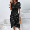 thumbnail image 2 of Womens V Neck Long Sleeve Fall Dresses Beach Dresses For Women Spring Summer Elegant Wrap V Neck Floral Boho Dress Flowy Ruched Hawaiian Maxi Dress Black, 2 of 5