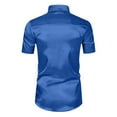 thumbnail image 3 of Fashion YLSDY Mens Casual Summer Beach Shirt Short Sleeve Button Down Shirt Vacation Wedding Shirt Linen Textured Shirts Blue XXL, 3 of 3
