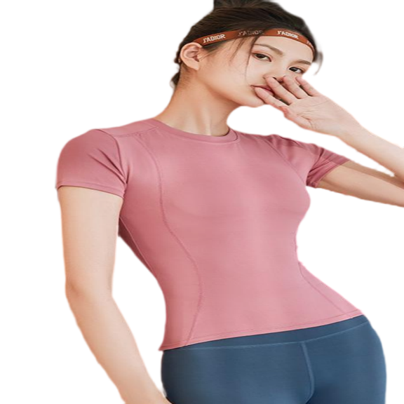 LYMAYTER Sports T-Shirt for Women Dry Fit Yoga Workout Basic Tops Versatile Solid Color Slim Shirt S-3XL