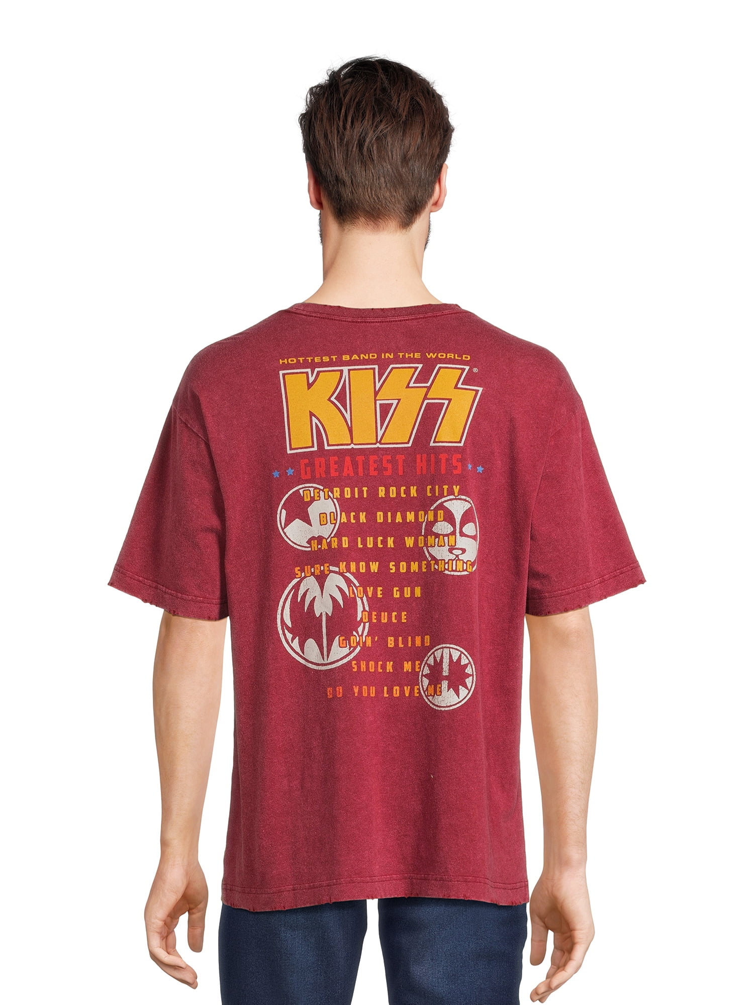 KISS Greatest Hits Band Tee - Graphic Rock n Roll Shirt - Walmart.com