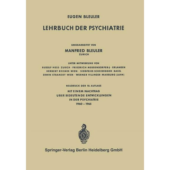 Lehrbuch Der Psychiatrie, (Paperback)